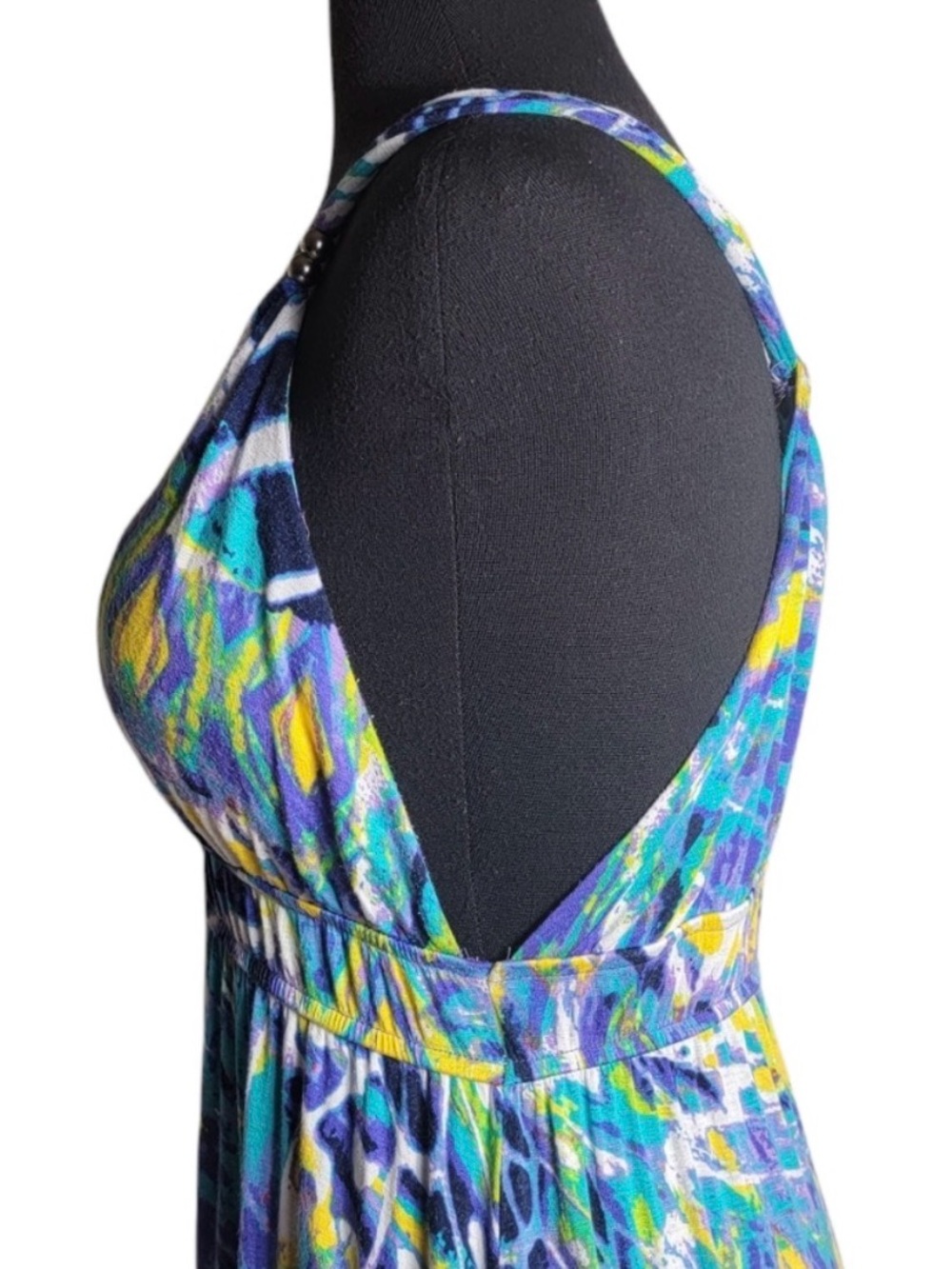 Allison Brittney crossover-front empire waist maxi dress geometric abstract pat - Picture 6 of 8